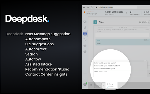 Deepdesk - Chrome Extension: AI Support Platform for Contact Centers : Key Features