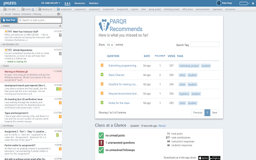 PARQR - Chrome Extension: Enhance Piazza & Streamline Course Management