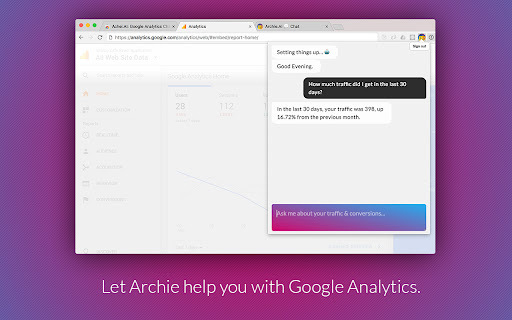 Archie.AI - Chrome Extension: Instantly Access Google Analytics Data Instantly