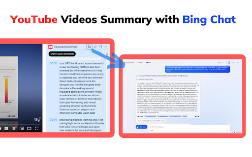 YouTube Summary with Bing Chat - All Browsers - Chrome Extension: Quick Access to Video Summaries : Access Video Summaries