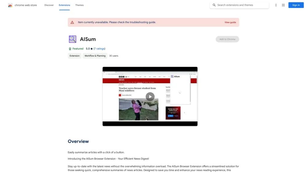 AISum Browser Extension: Efficient News Digest Tool : Key Features