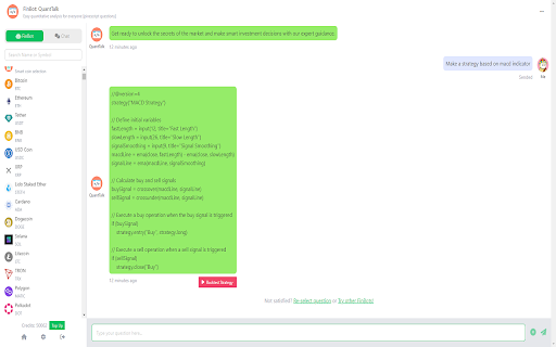QuantTalk: Chrome Extension - Create Investment Strategies Naturally
