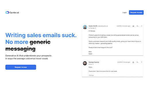 Opnbx - Chrome Extension: AI Tool for Personalized Sales Emails : Key Features