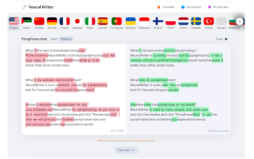 NeuralWriter: AI Rewriter & Translator - Key Features