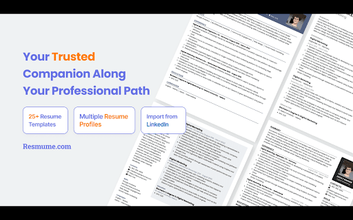 Resmume - Chrome Extension: Craft Perfect Resumes with AI Assistance