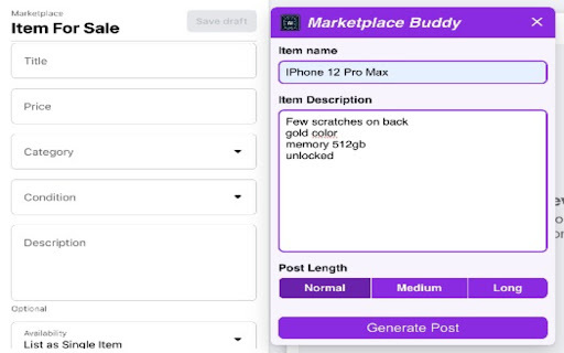 Marketplace Buddy - Automate Facebook Marketplace Listings: Chrome Extension