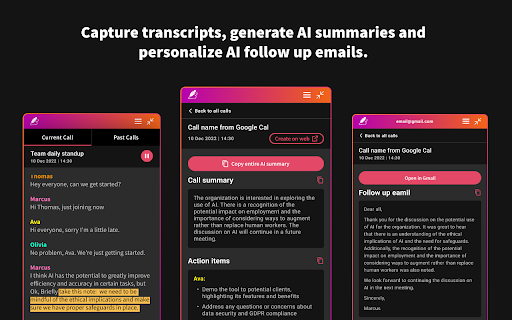 Briefly - Chrome Extension: Streamline Meeting Workflow : Key Features