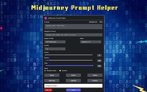 Midjourney Prompt Helper: AI Drawing Tool for Creative Chrome Prompts