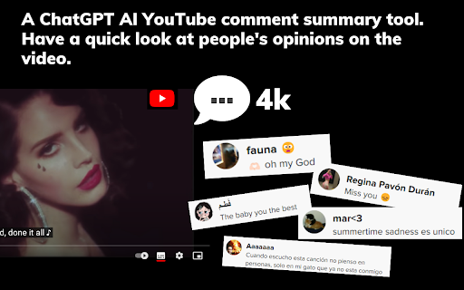 ChatGPT w/ YouTube comments summary generator: Efficiently summarize video comments.