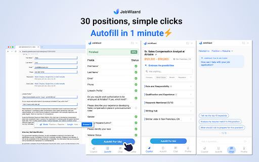 JobWizard: Resume Optimization & Job Application Autofill Chrome Extension