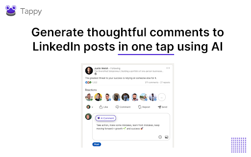 Tappy - Chrome Extension: LinkedIn Replies in One Tap : Generate Replies