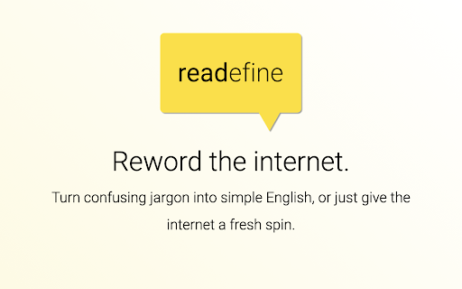 Readefine - Chrome Extension : Rewords Internet Content