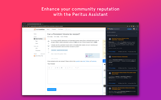 Peritus Assistant - Chrome Extension : Find Cloud-Native Answers Instantly