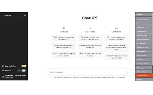 Elite ChatGPT Maximizer - Chrome Extension: Enhance Responses with Key Features