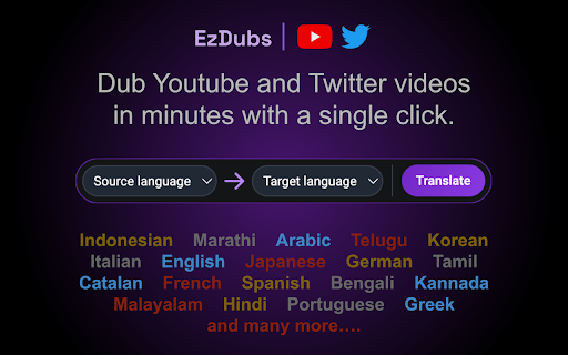 EzDubs - Chrome Extension: Preserve Original Voice, Translate Smoothly