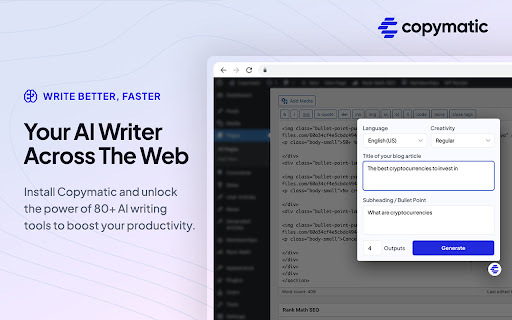 Copymatic - Chrome Extension: Boost Writing Efficiency with AI : Key Features