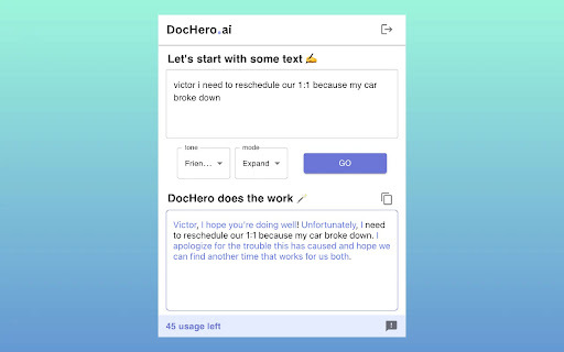 DocHero - Chrome Extension: AI Writing Companion with Tone Customization : Key Features