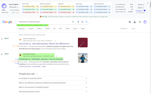 SERP Sonar: Free Chrome Extension for Google SERP SEO Analysis Tool