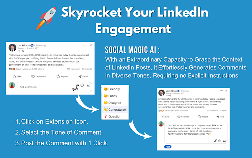 Social Magic - Chrome Extension : AI-Driven LinkedIn Engagement Booster