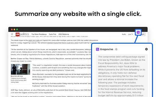 Grapevine - Chrome Extension: Seamlessly View ChatGPT Summaries Online