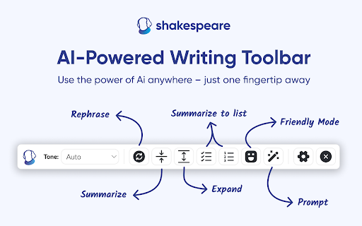 Shakespeare AI Toolbar: AI Writing Assistance for All Websites