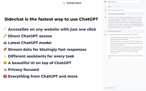 SideChat - Chrome Extension: Quick Access to ChatGPT in Browser Tabs