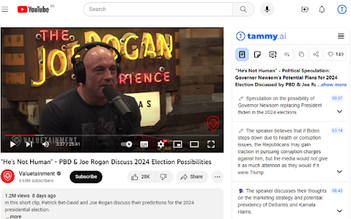 Tammy AI Chrome Extension: Effortless YouTube Summaries with AI Tool