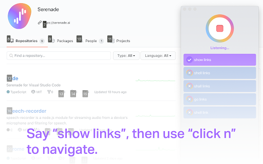 Serenade - Chrome Extension: Code by Speech, Boost Productivity & Browsing