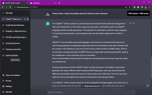 ChatGPT Token Counter - Chrome Extension: Track Tokens in Real-Time