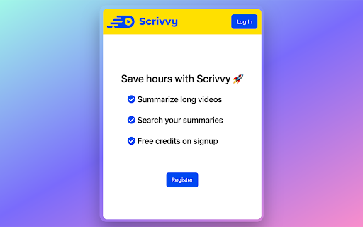 Scrivvy - Chrome Extension: Summarize YouTube Videos Quickly & Efficiently