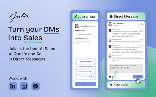 Julia AI Sales Assistant: Transform DMs into Sales Fast with Chrome Extension