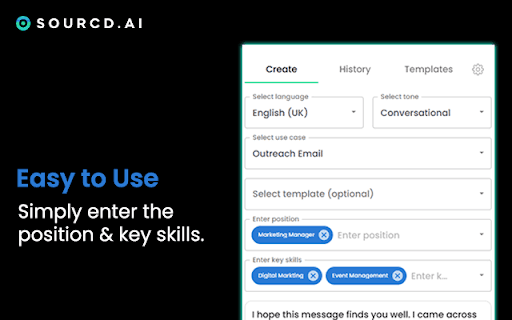 Sourcd - AI-powered Recruiter Writing Assistant: Efficient Hiring Tool