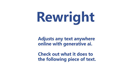 Rewright - Chrome Extension: Enhance Text Instantly with ChatGPT