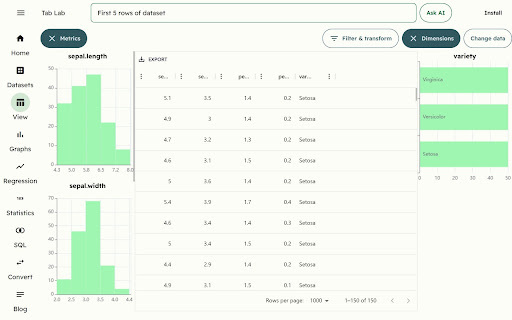 Tab Lab - Chrome Extension: Analyze & Filter CSV Data with AI Effortlessly