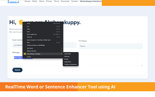 Aksharakuppy TextMagic: Text Enhancement & Content Generation Tool