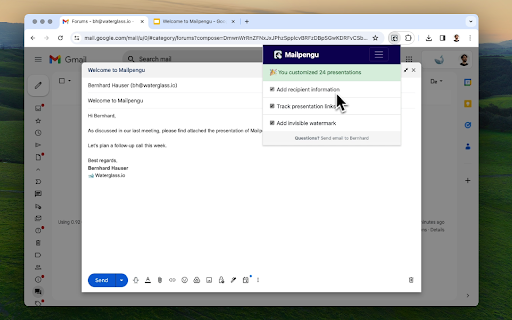 Mailpengu - Chrome Extension: One-Click Gmail Presentation Customization