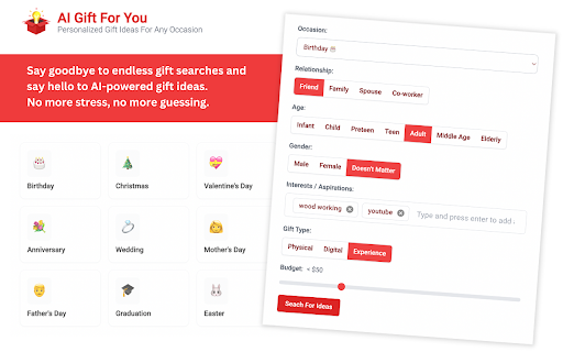 GiftBuddy - Chrome Extension: AI-Powered Gift Ideas for Every Occasion