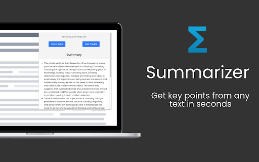 Summarizer - Chrome Extension: Enhance Reading with Concise Summaries