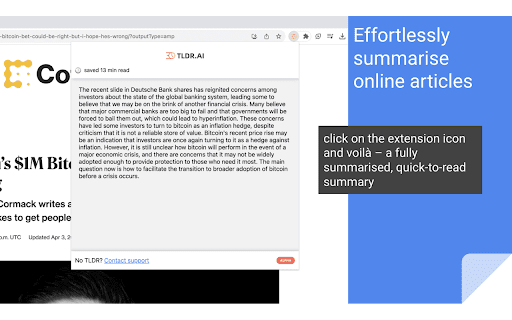 TLDR.AI - Chrome Extension: Summarize Articles Instantly with One Click