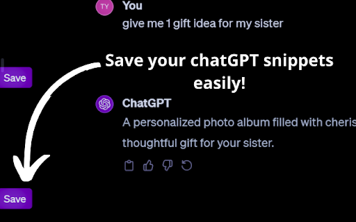 GPT Snippet Saver: Save & Organize ChatGPT Insights - Chrome Extension