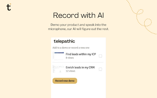 Telepathic - Chrome Extension: Instant Interactive Demos for Quick Onboarding