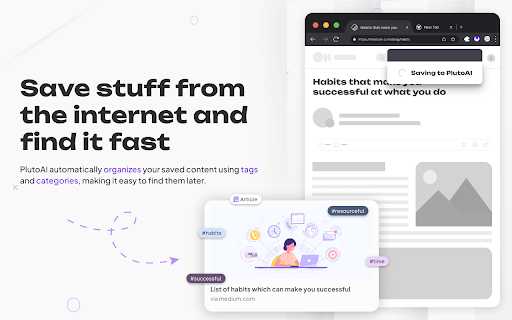 PlutoAI - Chrome Extension: Organize & Access Content Effortlessly