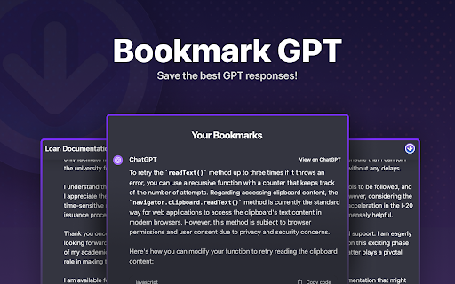 Bookmark GPT - Chrome Extension: Save & Organize GPT Chats Efficiently