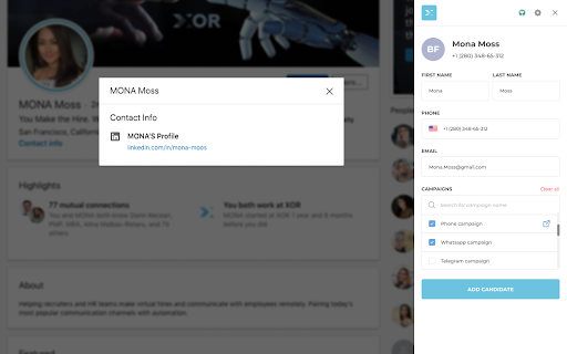 XOR - Chrome Extension: Streamline Candidate Communication Efficiently