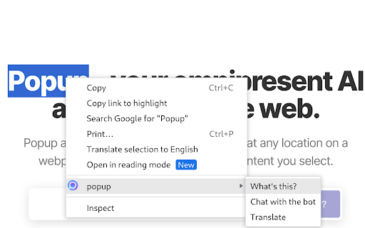 Popup - Chrome Extension: Easily Invoke AI Assistants on Any Webpage