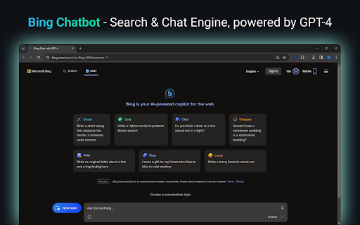 Bing Chatbot - Chrome Extension: Browse Smarter with Bing & GPT-4 Features