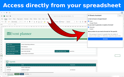 AI Sheets Assistant: AI-Powered Spreadsheet Formula Generation & Decoding