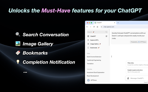 GPTSnow - Chrome Extension: Enhance ChatGPT with Core Features Easily