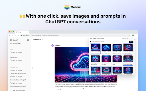 Mellow - Chrome Extension: Save AI Images & Prompts to Apps Effortlessly