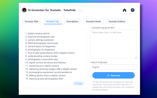 Free AI Tags Generator: Boost YouTube SEO with AI-Driven Tags